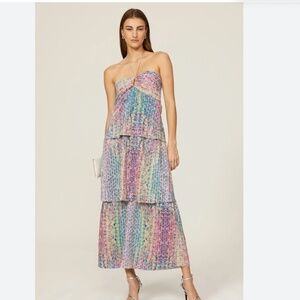 SAYLOR Multicolor Strapless Tiered Maxi Dress